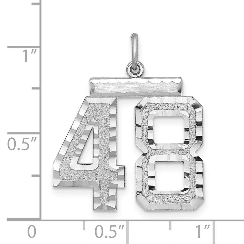 Alternate view of the Sterling Silver, Varsity Collection, Large D/C Pendant, Number 48 by The Black Bow Jewelry Co.