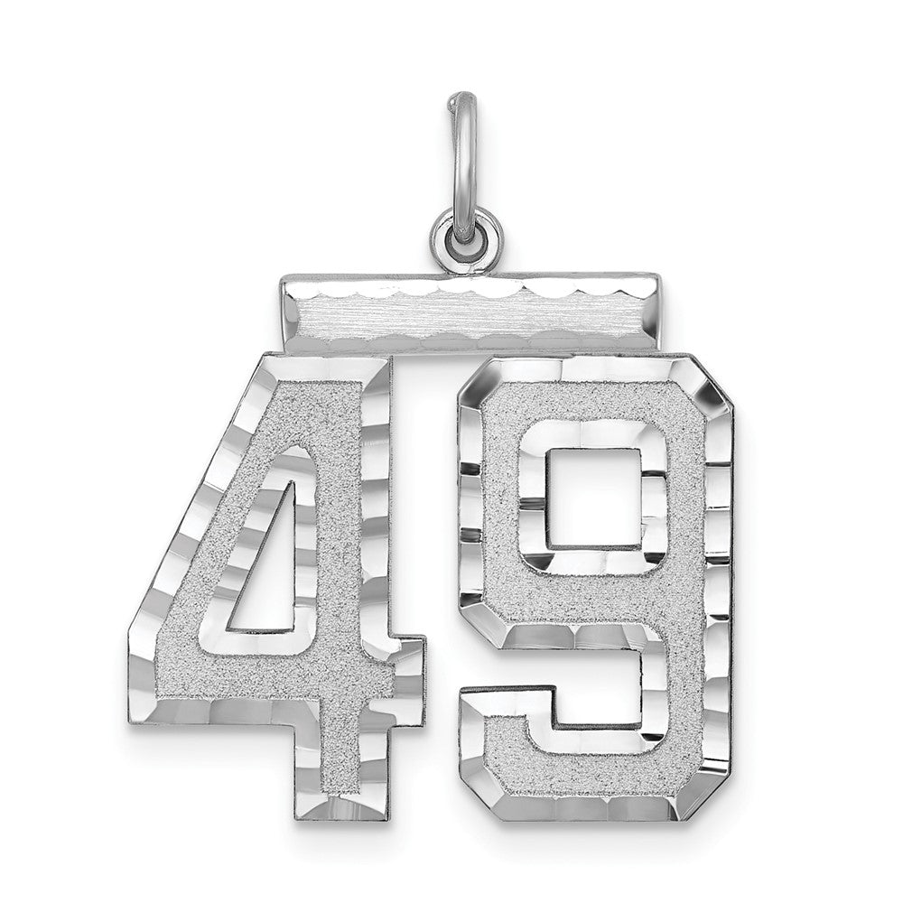 Sterling Silver, Varsity Collection, Large D/C Pendant, Number 49, Item P33460-49 by The Black Bow Jewelry Co.
