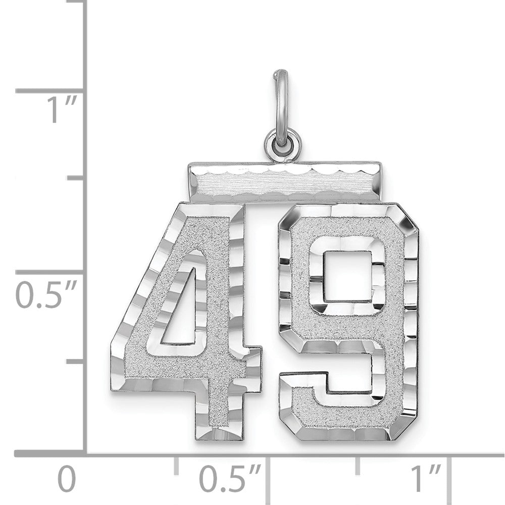 Alternate view of the Sterling Silver, Varsity Collection, Large D/C Pendant, Number 49 by The Black Bow Jewelry Co.