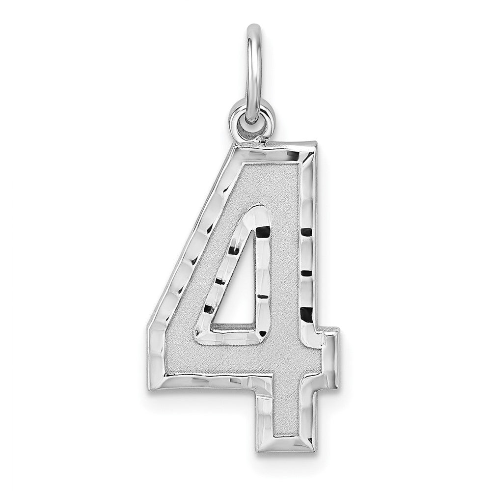 Sterling Silver, Varsity Collection, Large D/C Pendant, Number 4, Item P33460-4 by The Black Bow Jewelry Co.