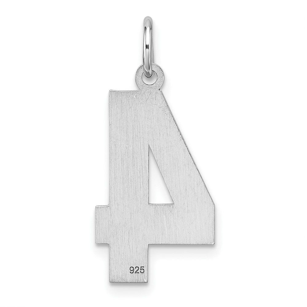 Alternate view of the Sterling Silver, Varsity Collection, Large D/C Pendant, Number 4 by The Black Bow Jewelry Co.