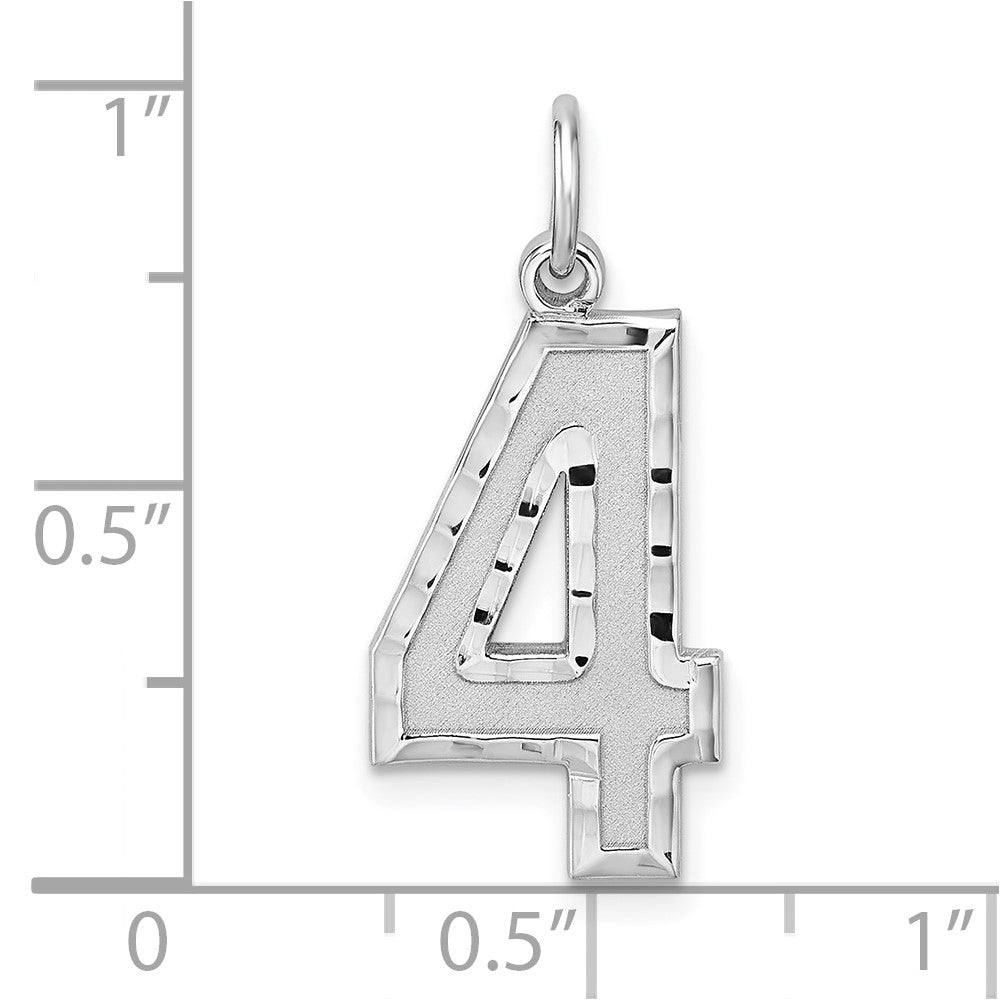 Alternate view of the Sterling Silver, Varsity Collection, Large D/C Pendant, Number 4 by The Black Bow Jewelry Co.