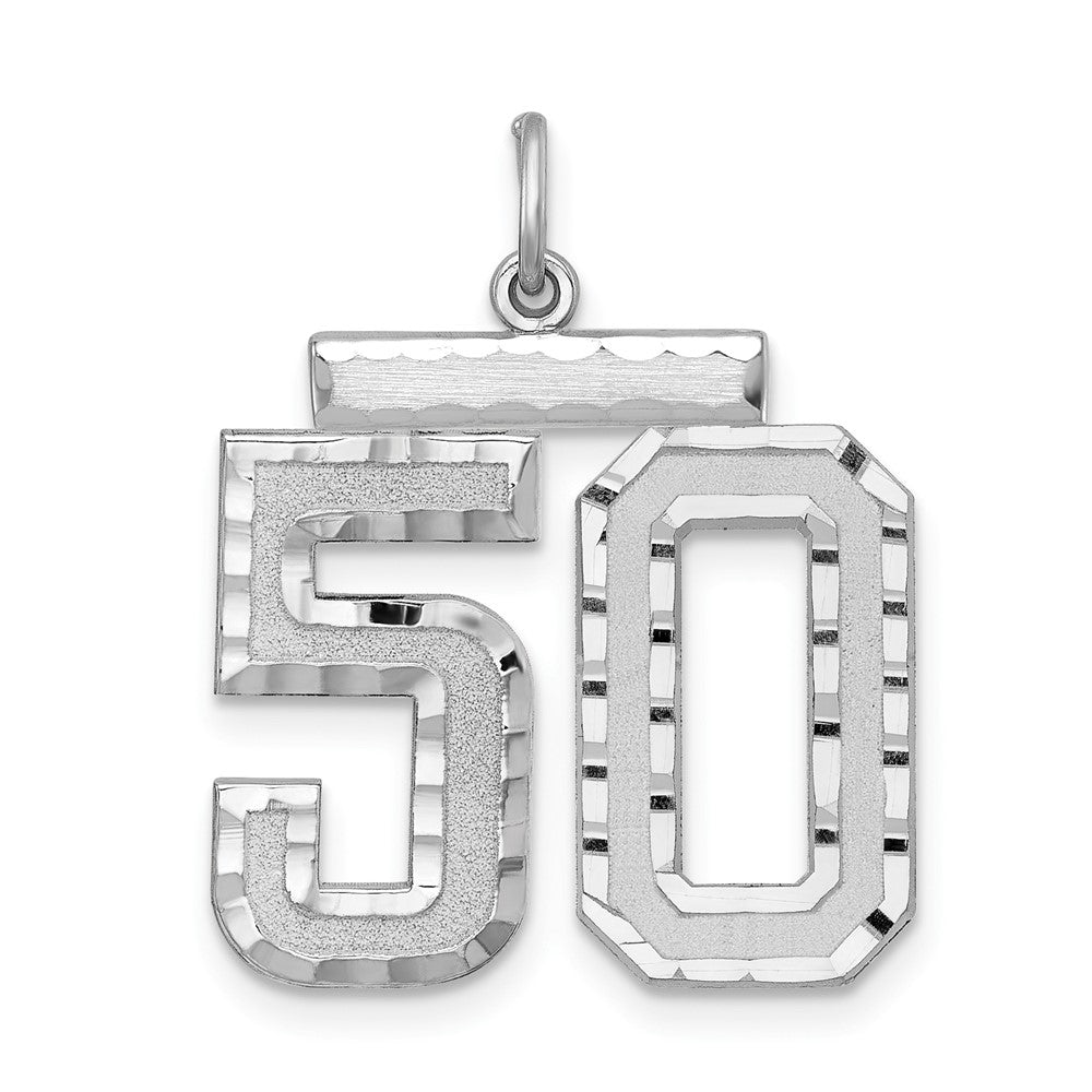 Sterling Silver, Varsity Collection, Large D/C Pendant, Number 50, Item P33460-50 by The Black Bow Jewelry Co.
