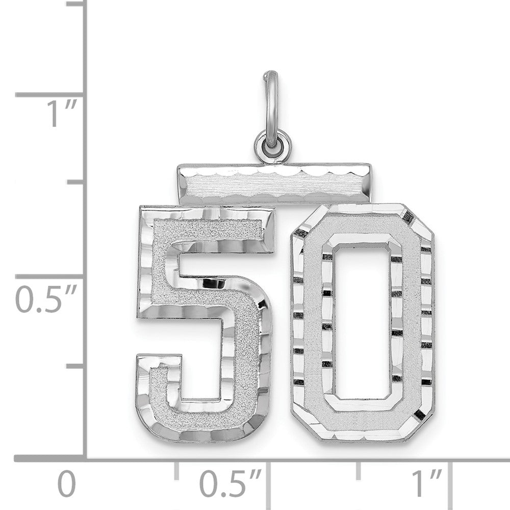 Alternate view of the Sterling Silver, Varsity Collection, Large D/C Pendant, Number 50 by The Black Bow Jewelry Co.