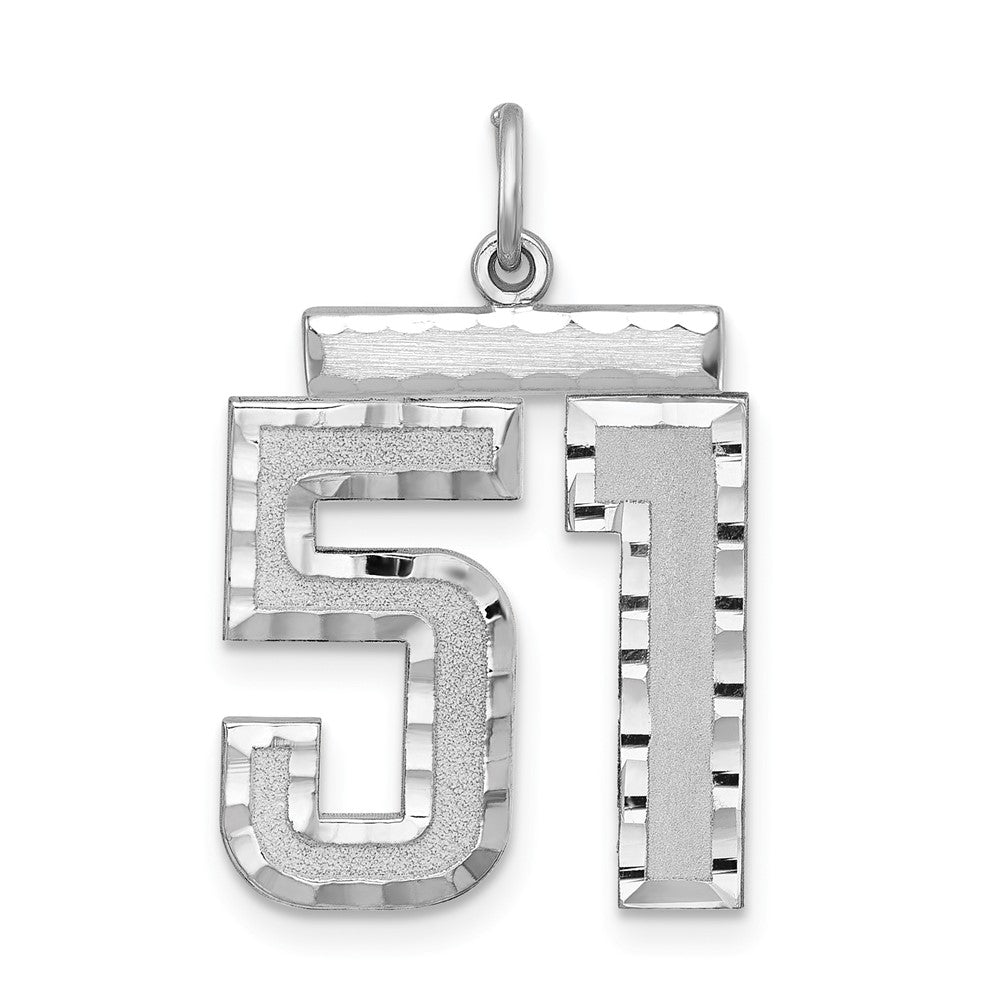 Sterling Silver, Varsity Collection, Large D/C Pendant, Number 51, Item P33460-51 by The Black Bow Jewelry Co.