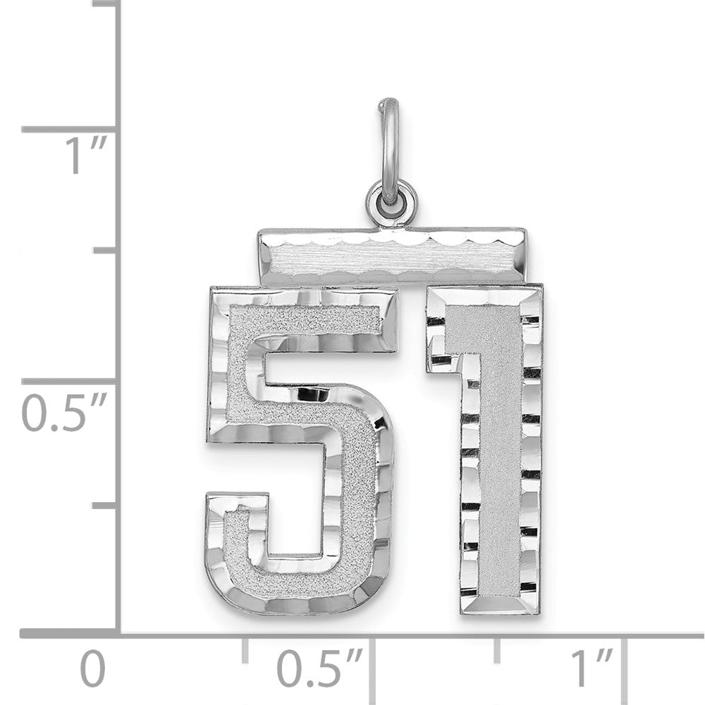 Alternate view of the Sterling Silver, Varsity Collection, Large D/C Pendant, Number 51 by The Black Bow Jewelry Co.