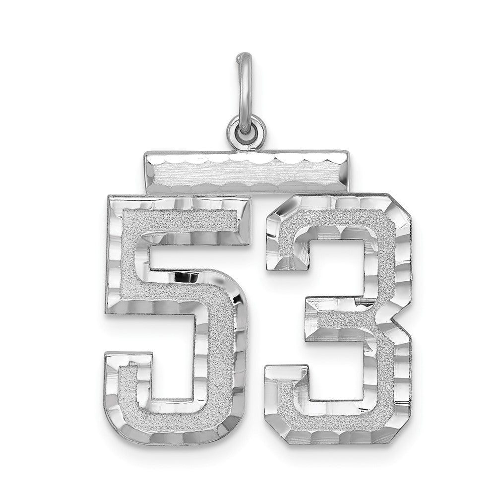Sterling Silver, Varsity Collection, Large D/C Pendant, Number 53, Item P33460-53 by The Black Bow Jewelry Co.