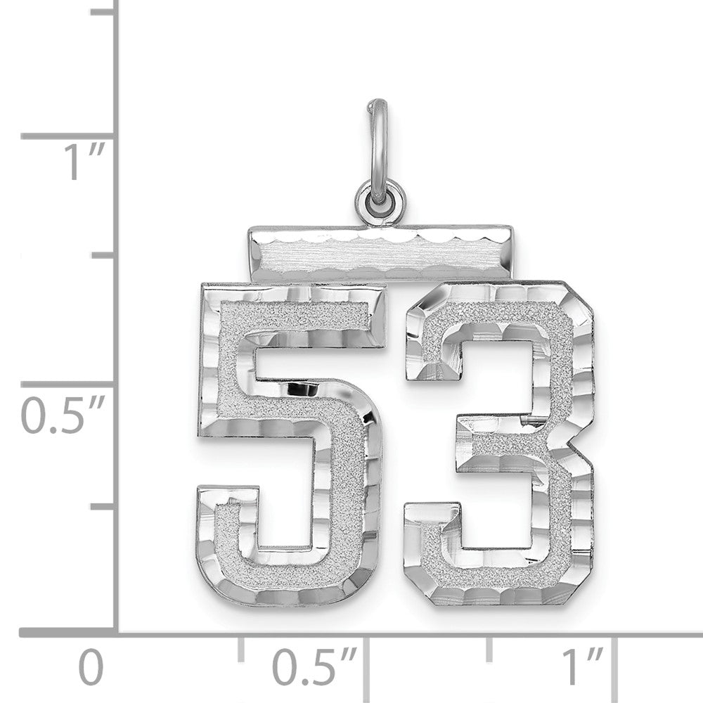 Alternate view of the Sterling Silver, Varsity Collection, Large D/C Pendant, Number 53 by The Black Bow Jewelry Co.