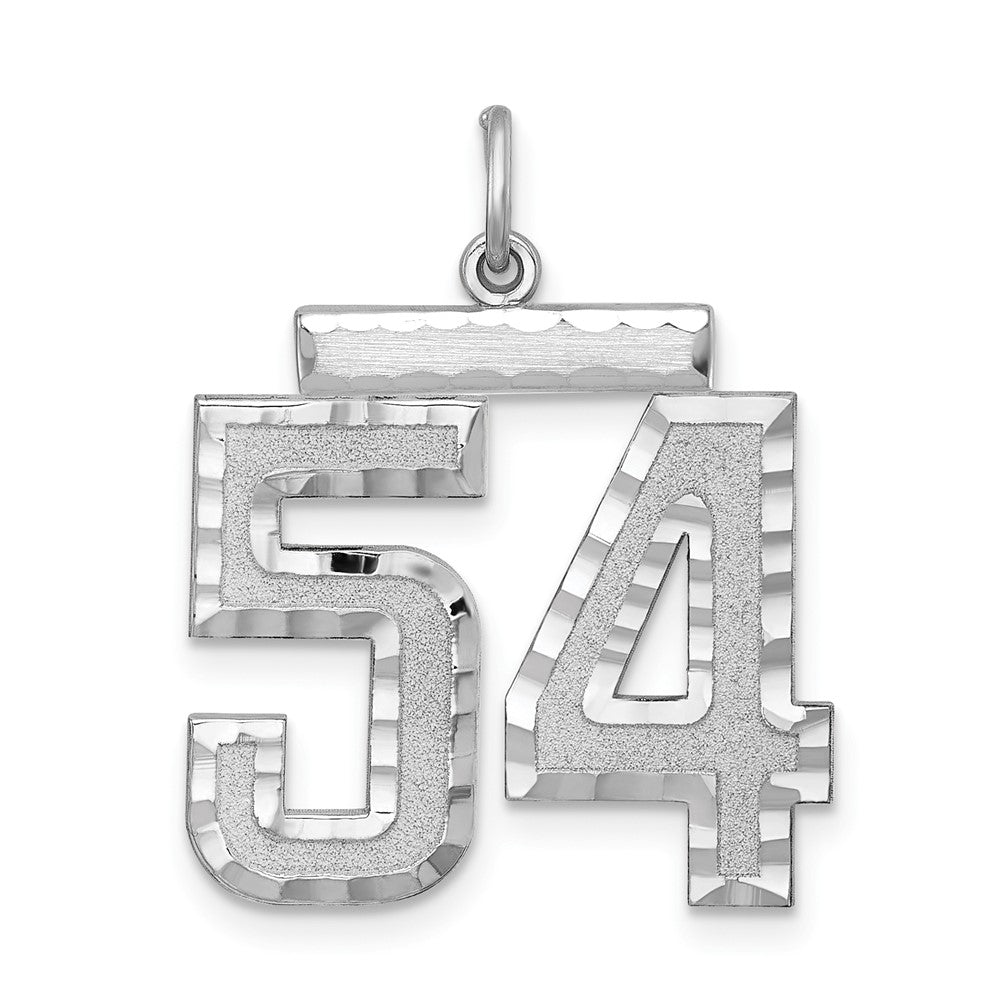 Sterling Silver, Varsity Collection, Large D/C Pendant, Number 54, Item P33460-54 by The Black Bow Jewelry Co.