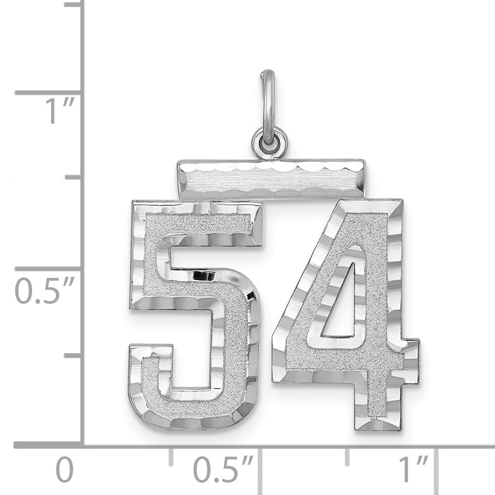 Alternate view of the Sterling Silver, Varsity Collection, Large D/C Pendant, Number 54 by The Black Bow Jewelry Co.