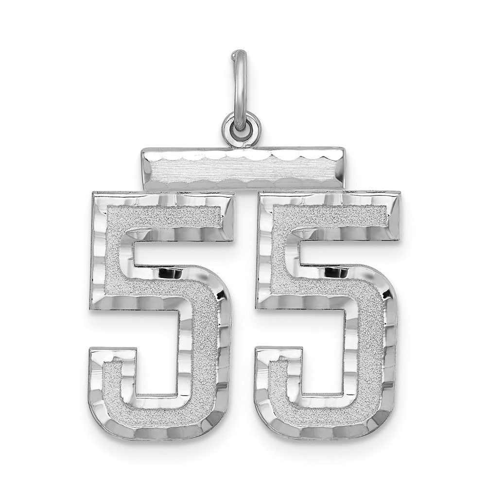 Sterling Silver, Varsity Collection, Large D/C Pendant, Number 55, Item P33460-55 by The Black Bow Jewelry Co.