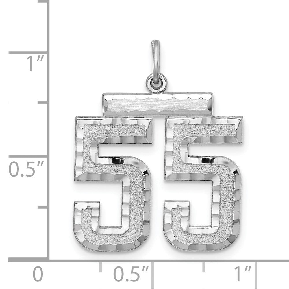 Alternate view of the Sterling Silver, Varsity Collection, Large D/C Pendant, Number 55 by The Black Bow Jewelry Co.