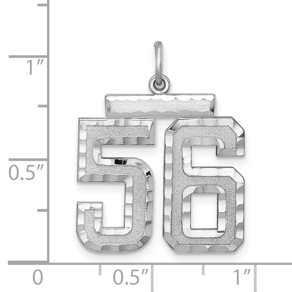 Alternate view of the Sterling Silver, Varsity Collection, Large D/C Pendant, Number 56 by The Black Bow Jewelry Co.