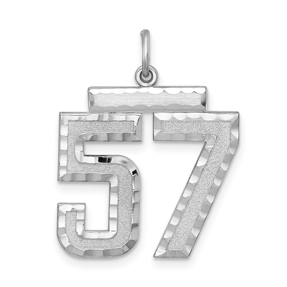 Sterling Silver, Varsity Collection, Large D/C Pendant, Number 57, Item P33460-57 by The Black Bow Jewelry Co.
