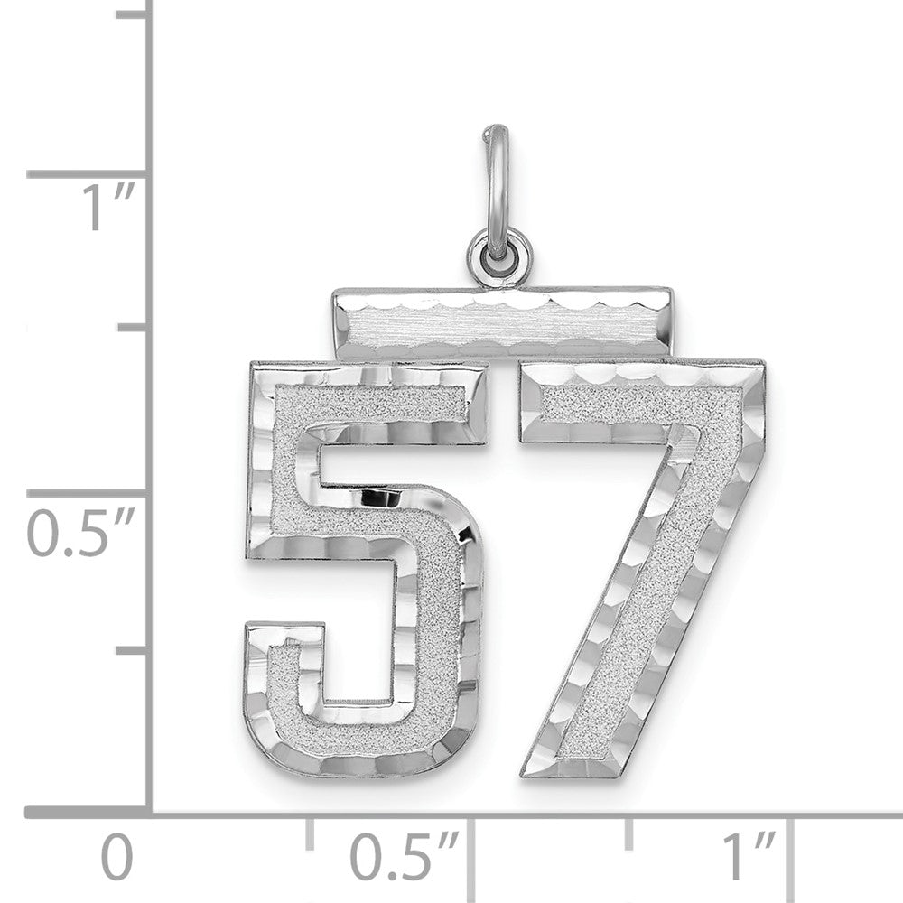 Alternate view of the Sterling Silver, Varsity Collection, Large D/C Pendant, Number 57 by The Black Bow Jewelry Co.