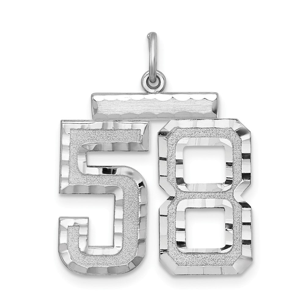 Sterling Silver, Varsity Collection, Large D/C Pendant, Number 58, Item P33460-58 by The Black Bow Jewelry Co.