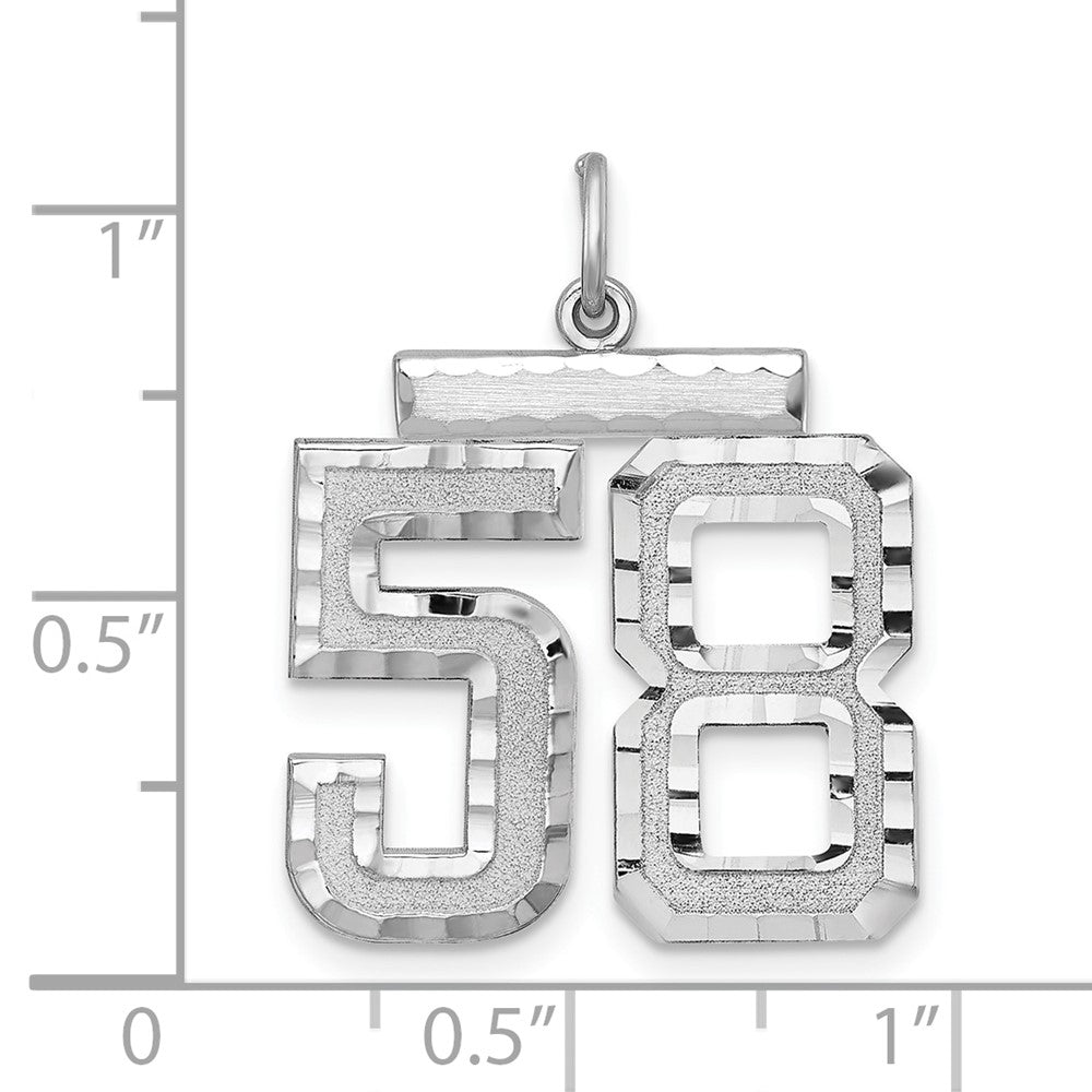 Alternate view of the Sterling Silver, Varsity Collection, Large D/C Pendant, Number 58 by The Black Bow Jewelry Co.