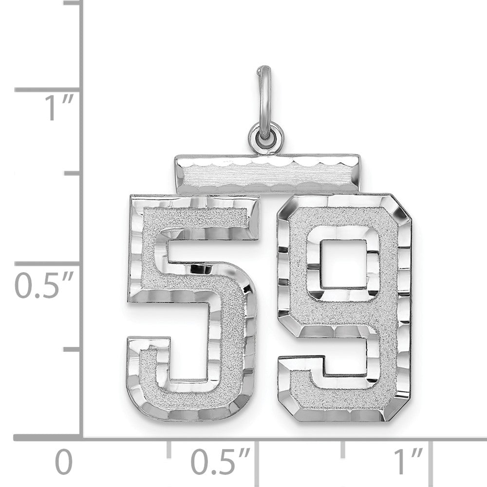 Alternate view of the Sterling Silver, Varsity Collection, Large D/C Pendant, Number 59 by The Black Bow Jewelry Co.