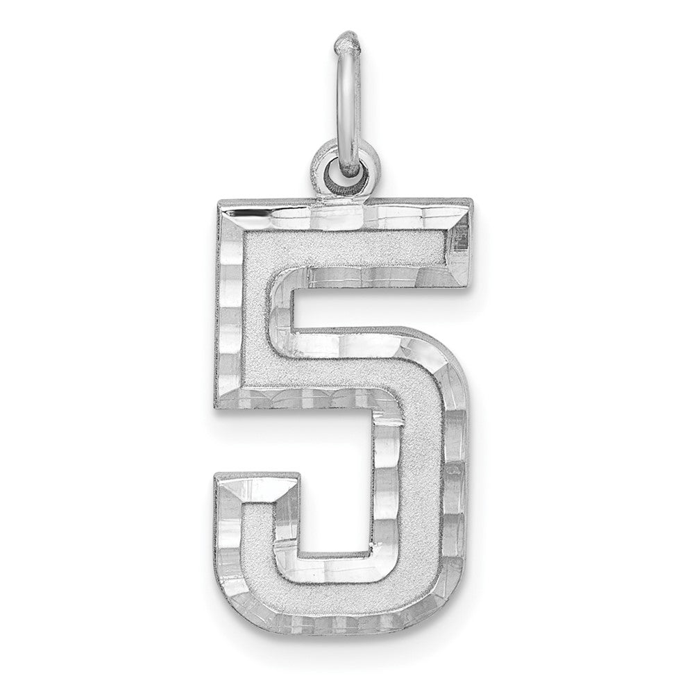 Sterling Silver, Varsity Collection, Large D/C Pendant, Number 5, Item P33460-5 by The Black Bow Jewelry Co.