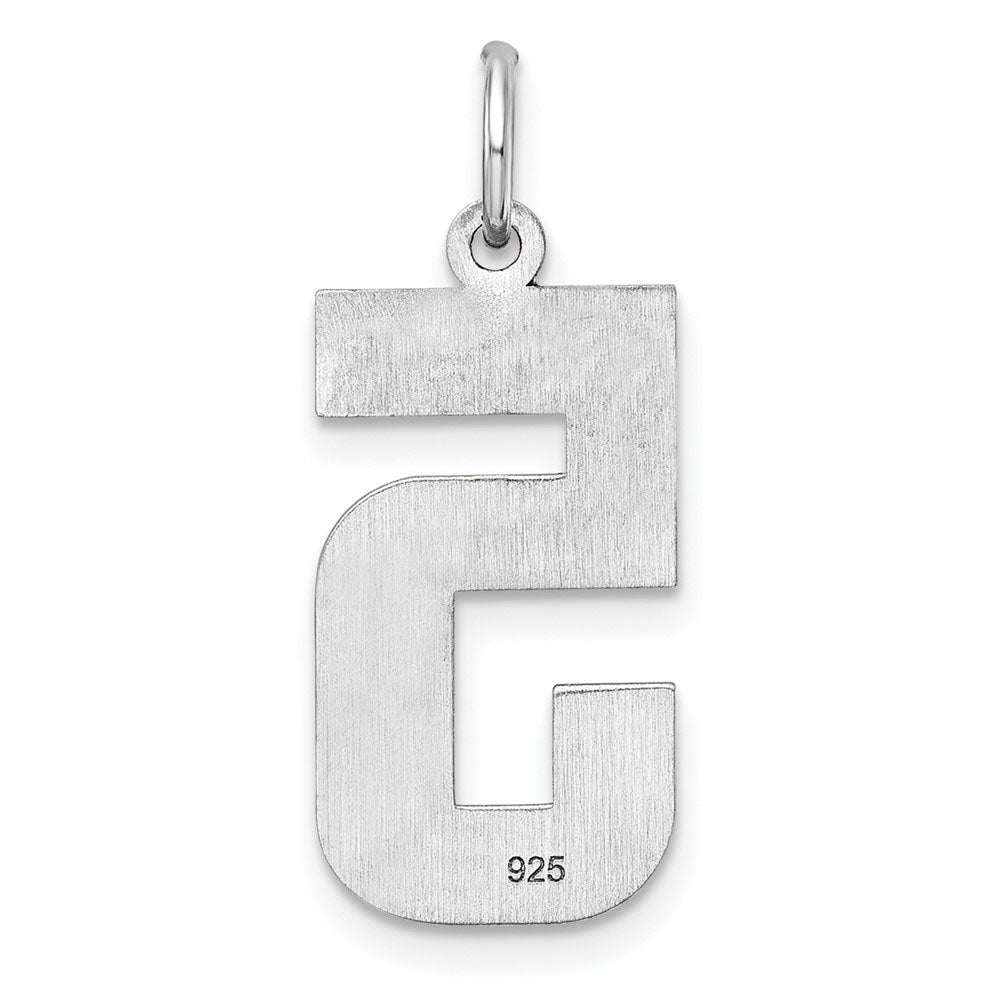 Alternate view of the Sterling Silver, Varsity Collection, Large D/C Pendant, Number 5 by The Black Bow Jewelry Co.