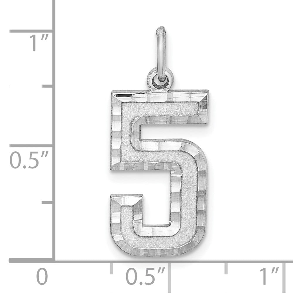 Alternate view of the Sterling Silver, Varsity Collection, Large D/C Pendant, Number 5 by The Black Bow Jewelry Co.