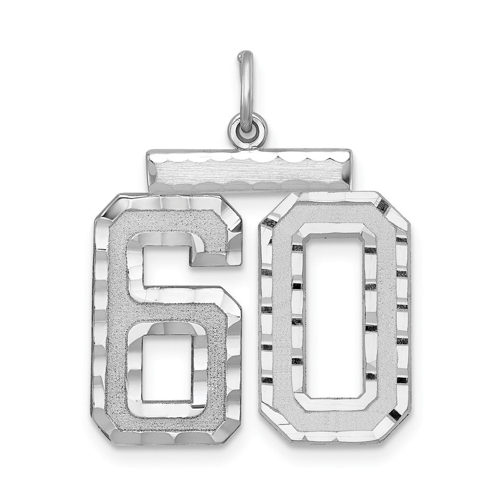 Sterling Silver, Varsity Collection, Large D/C Pendant, Number 60, Item P33460-60 by The Black Bow Jewelry Co.