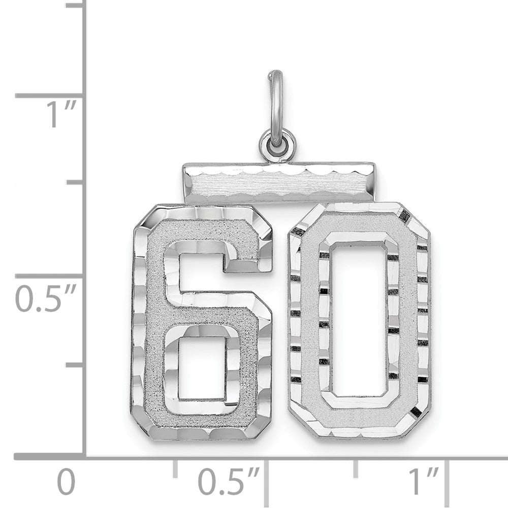Alternate view of the Sterling Silver, Varsity Collection, Large D/C Pendant, Number 60 by The Black Bow Jewelry Co.