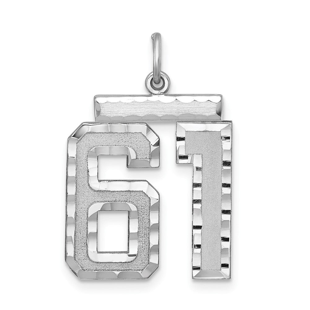 Sterling Silver, Varsity Collection, Large D/C Pendant, Number 61, Item P33460-61 by The Black Bow Jewelry Co.