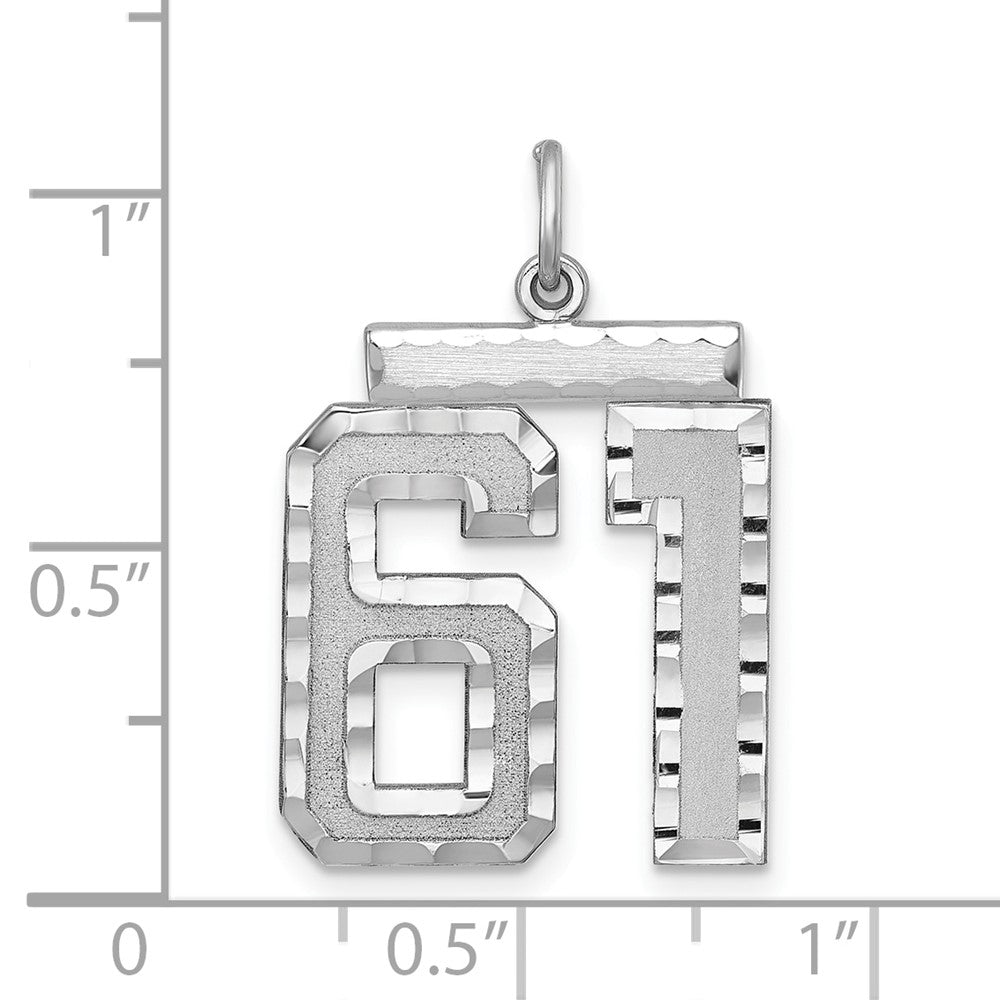 Alternate view of the Sterling Silver, Varsity Collection, Large D/C Pendant, Number 61 by The Black Bow Jewelry Co.