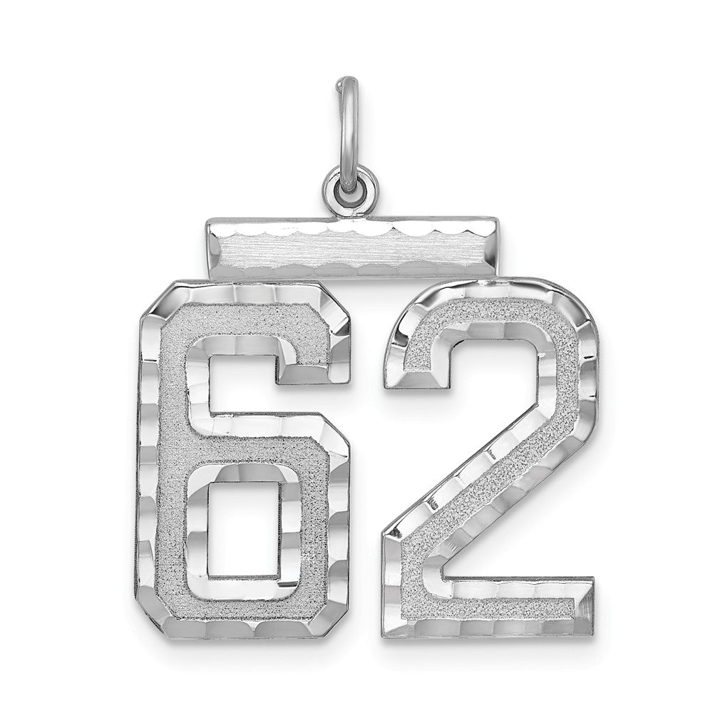 Sterling Silver, Varsity Collection, Large D/C Pendant, Number 62, Item P33460-62 by The Black Bow Jewelry Co.