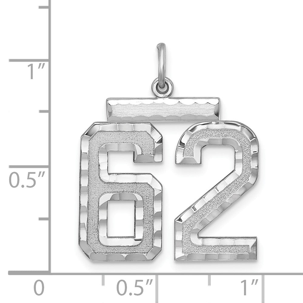 Alternate view of the Sterling Silver, Varsity Collection, Large D/C Pendant, Number 62 by The Black Bow Jewelry Co.