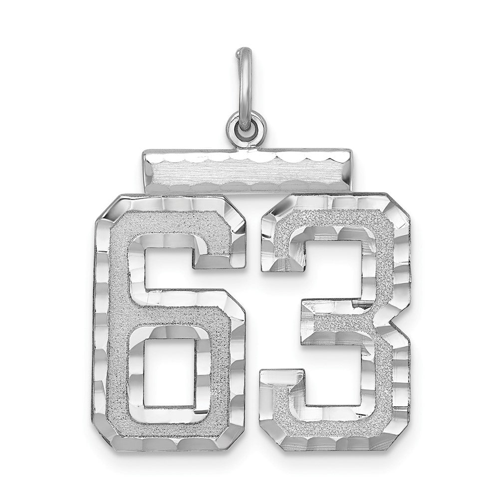 Sterling Silver, Varsity Collection, Large D/C Pendant, Number 63, Item P33460-63 by The Black Bow Jewelry Co.