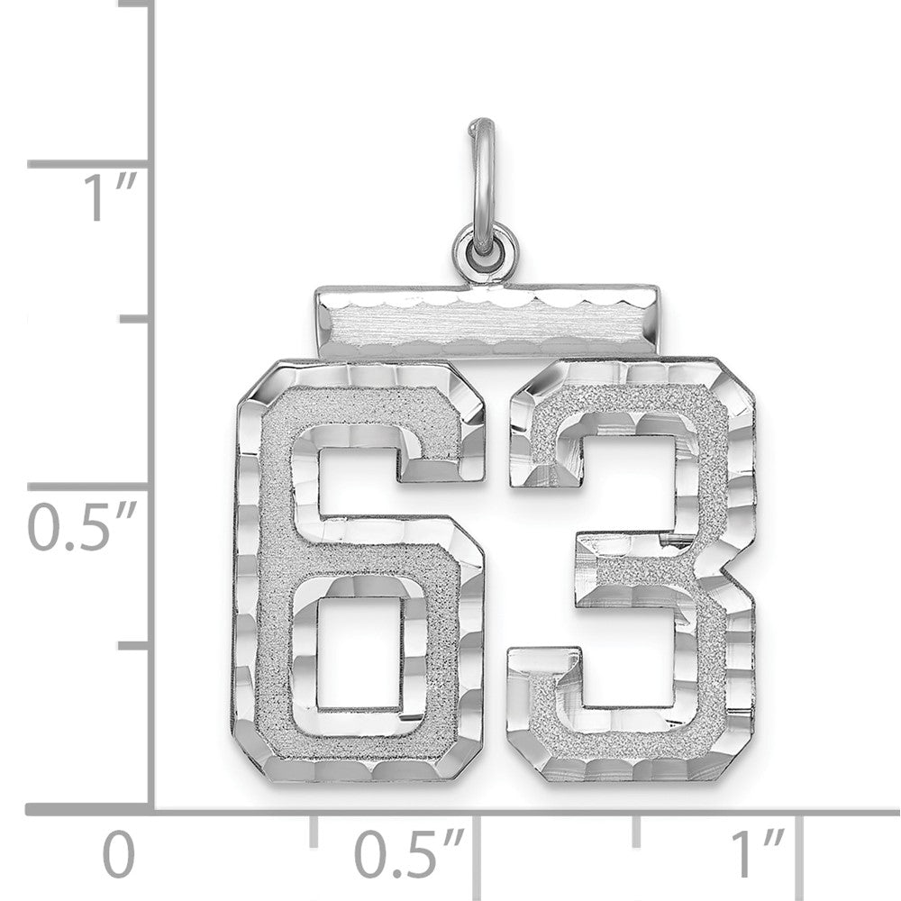 Alternate view of the Sterling Silver, Varsity Collection, Large D/C Pendant, Number 63 by The Black Bow Jewelry Co.