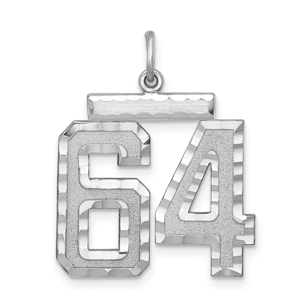 Sterling Silver, Varsity Collection, Large D/C Pendant, Number 64, Item P33460-64 by The Black Bow Jewelry Co.