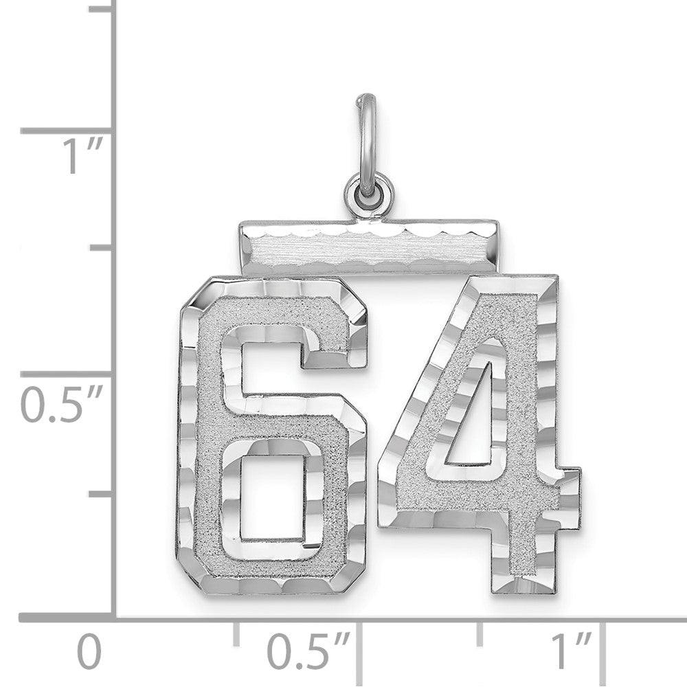 Alternate view of the Sterling Silver, Varsity Collection, Large D/C Pendant, Number 64 by The Black Bow Jewelry Co.