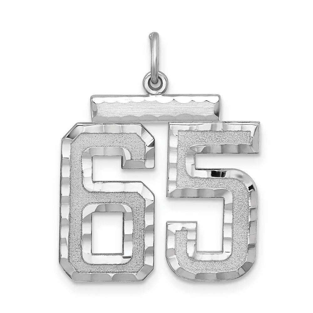 Sterling Silver, Varsity Collection, Large D/C Pendant, Number 65, Item P33460-65 by The Black Bow Jewelry Co.