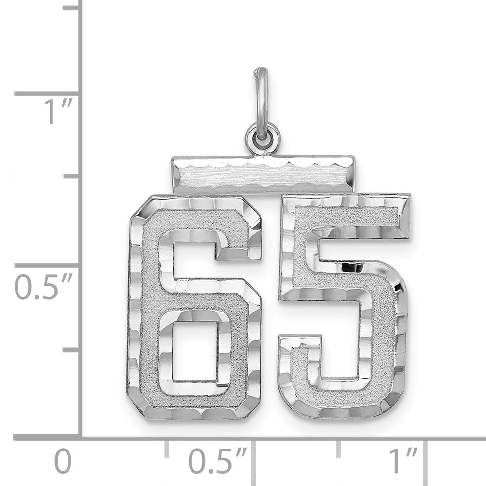 Alternate view of the Sterling Silver, Varsity Collection, Large D/C Pendant, Number 65 by The Black Bow Jewelry Co.