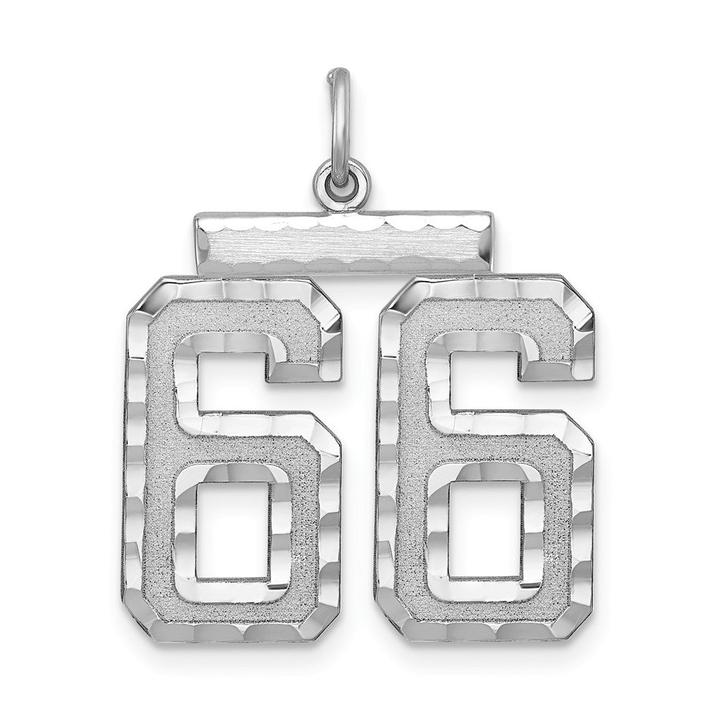 Sterling Silver, Varsity Collection, Large D/C Pendant, Number 66, Item P33460-66 by The Black Bow Jewelry Co.