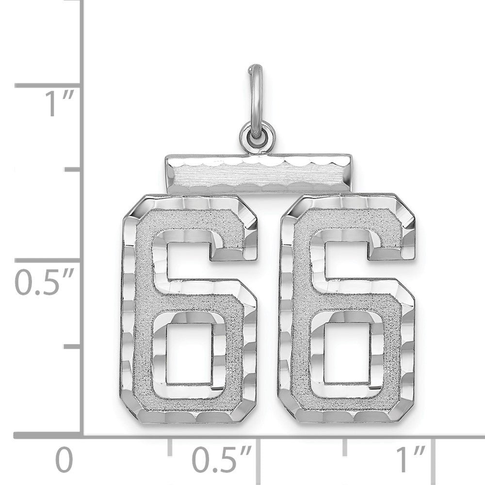 Alternate view of the Sterling Silver, Varsity Collection, Large D/C Pendant, Number 66 by The Black Bow Jewelry Co.