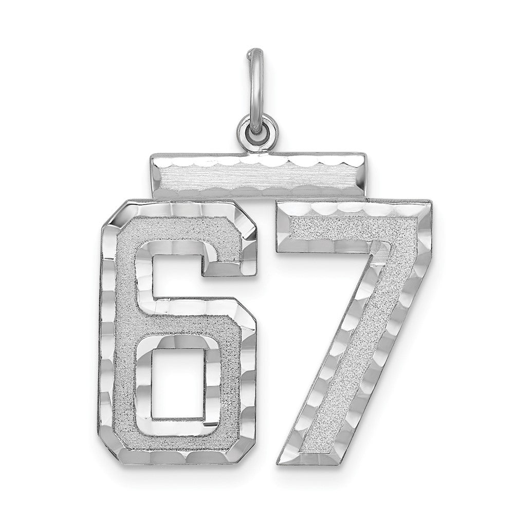 Sterling Silver, Varsity Collection, Large D/C Pendant, Number 67, Item P33460-67 by The Black Bow Jewelry Co.