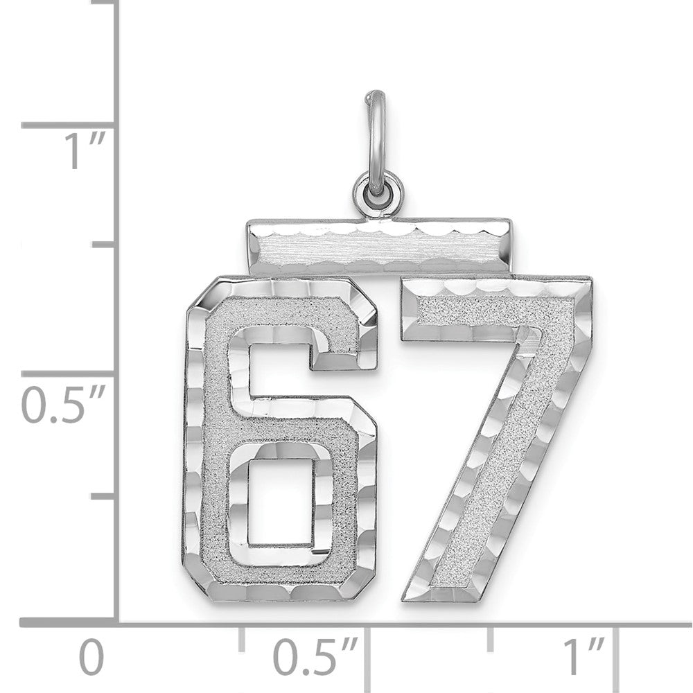 Alternate view of the Sterling Silver, Varsity Collection, Large D/C Pendant, Number 67 by The Black Bow Jewelry Co.
