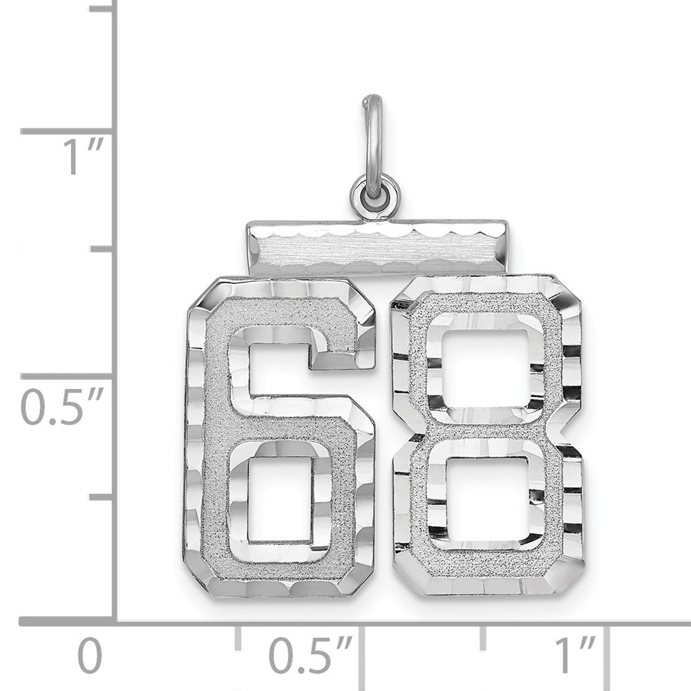 Alternate view of the Sterling Silver, Varsity Collection, Large D/C Pendant, Number 68 by The Black Bow Jewelry Co.