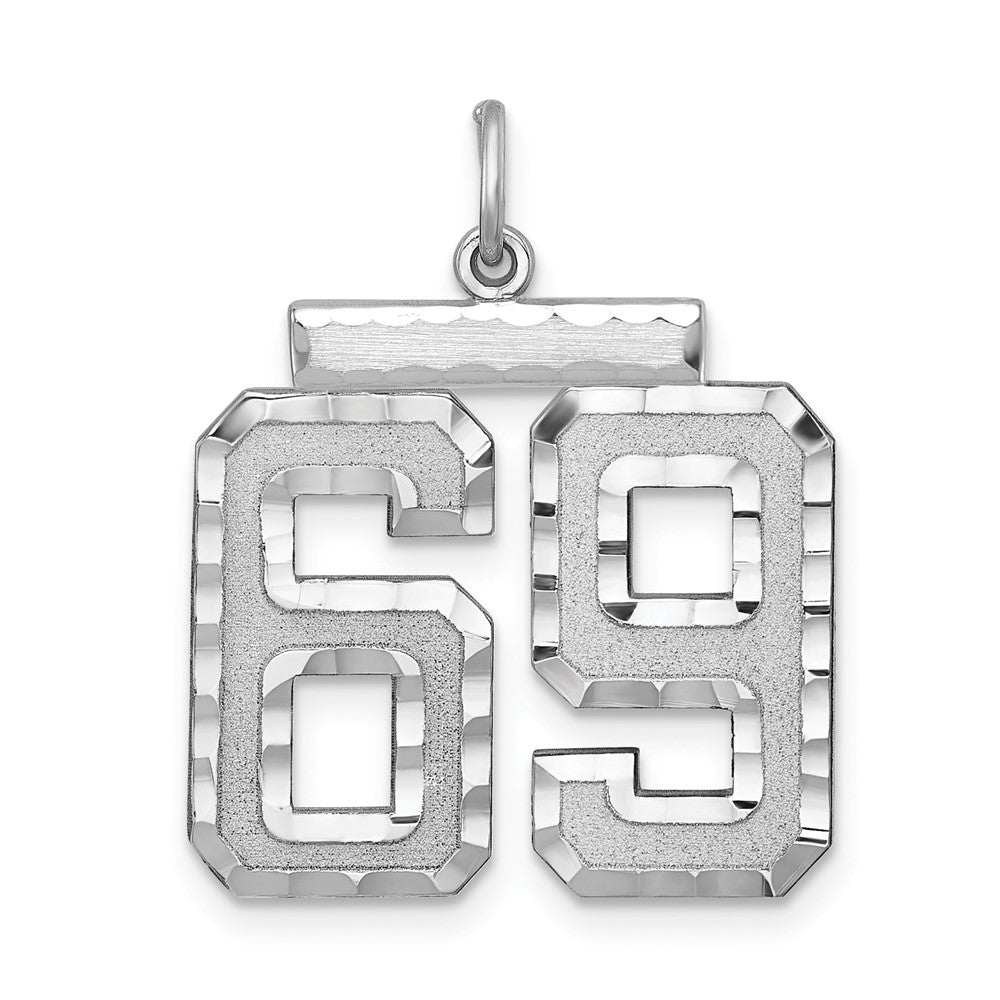Sterling Silver, Varsity Collection, Large D/C Pendant, Number 69, Item P33460-69 by The Black Bow Jewelry Co.