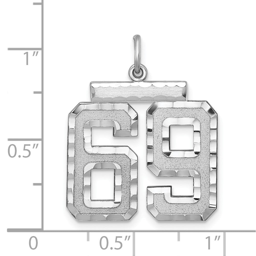 Alternate view of the Sterling Silver, Varsity Collection, Large D/C Pendant, Number 69 by The Black Bow Jewelry Co.