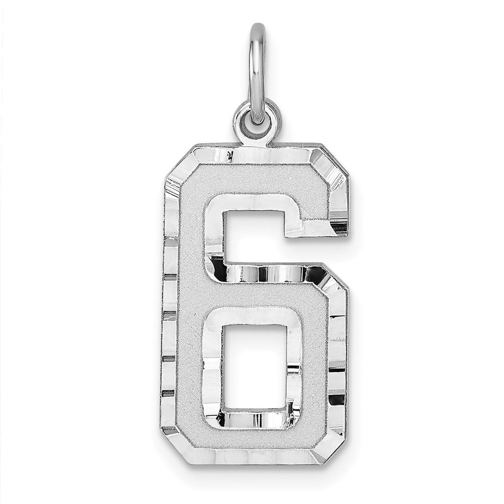 Sterling Silver, Varsity Collection, Large D/C Pendant, Number 6, Item P33460-6 by The Black Bow Jewelry Co.