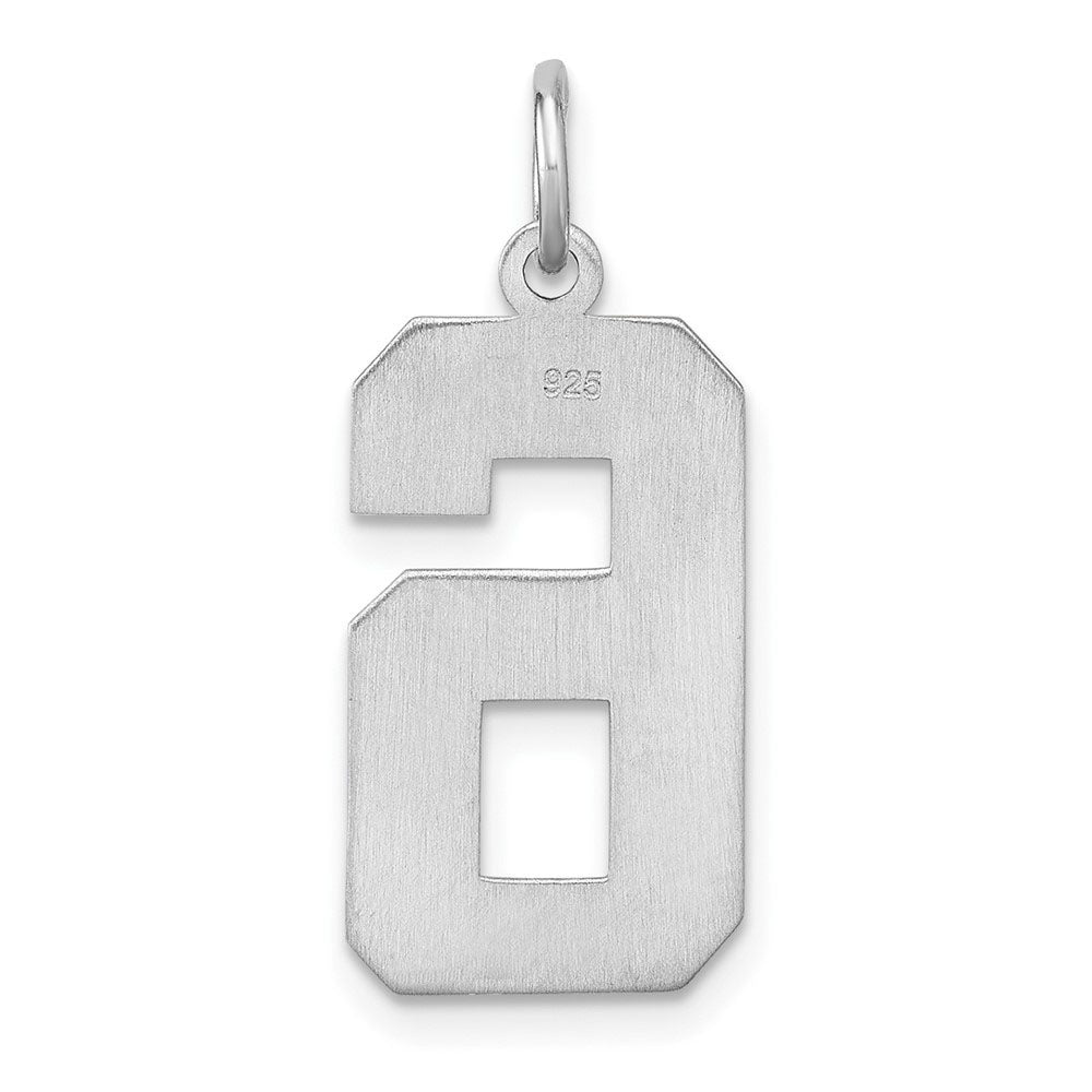 Alternate view of the Sterling Silver, Varsity Collection, Large D/C Pendant, Number 6 by The Black Bow Jewelry Co.