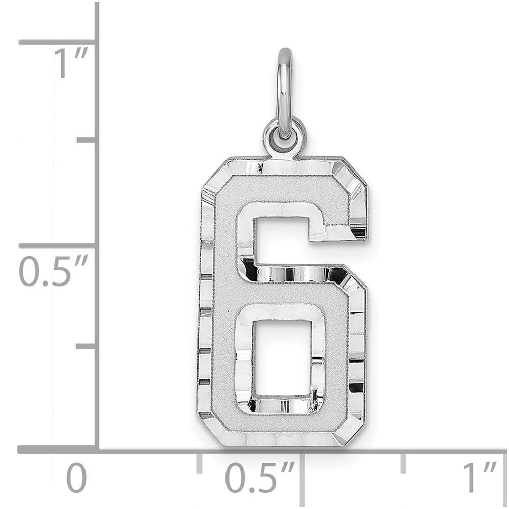 Alternate view of the Sterling Silver, Varsity Collection, Large D/C Pendant, Number 6 by The Black Bow Jewelry Co.