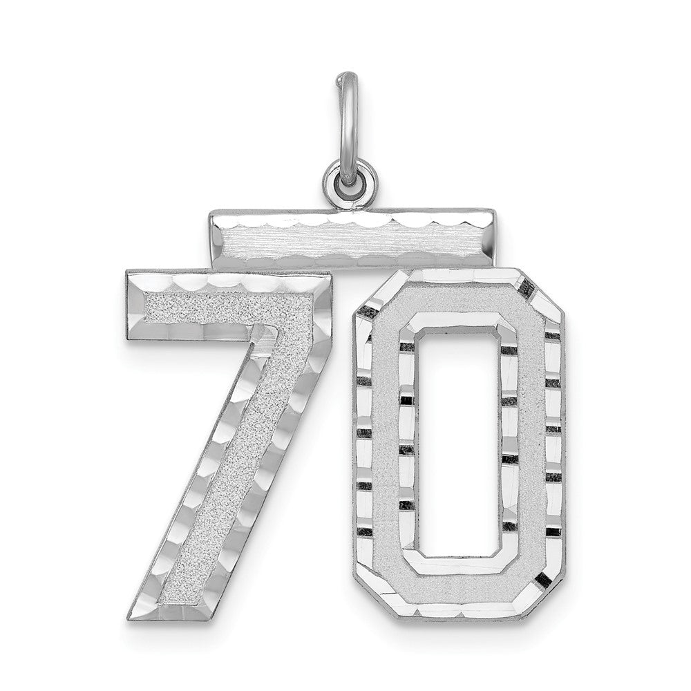 Sterling Silver, Varsity Collection, Large D/C Pendant, Number 70, Item P33460-70 by The Black Bow Jewelry Co.