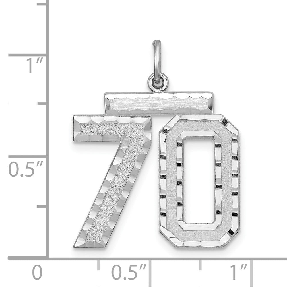 Alternate view of the Sterling Silver, Varsity Collection, Large D/C Pendant, Number 70 by The Black Bow Jewelry Co.