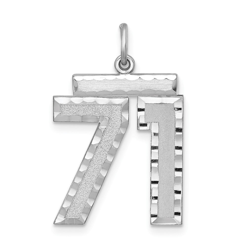 Sterling Silver, Varsity Collection, Large D/C Pendant, Number 71, Item P33460-71 by The Black Bow Jewelry Co.